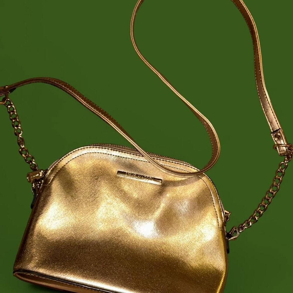 Steve Madden Gold Metallic Crossbody Bag Chain Strap Mini Shoulder Purse